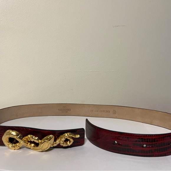 Valentino Garavani New belt lizard skin red/black. Snake buckle. Size small. - Picture 2 of 12